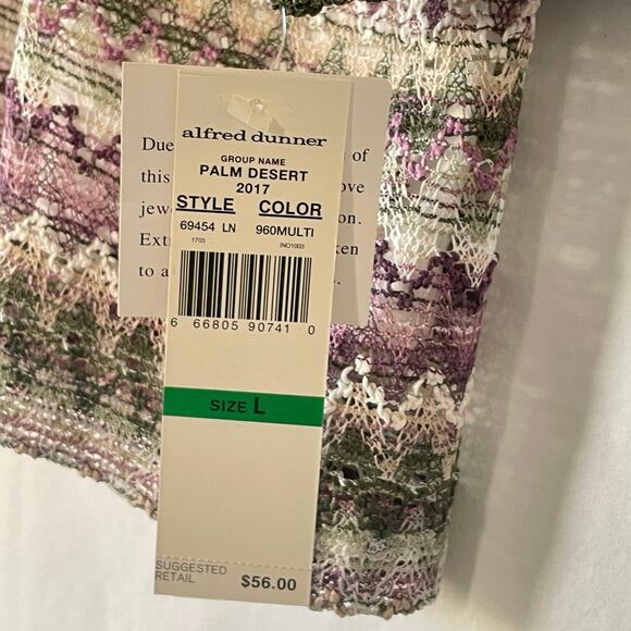 NWT Alfred Dunner Crochet Top Short Sleeve Shirt Palm Desert Purple Size Large - Picture 8 of 9